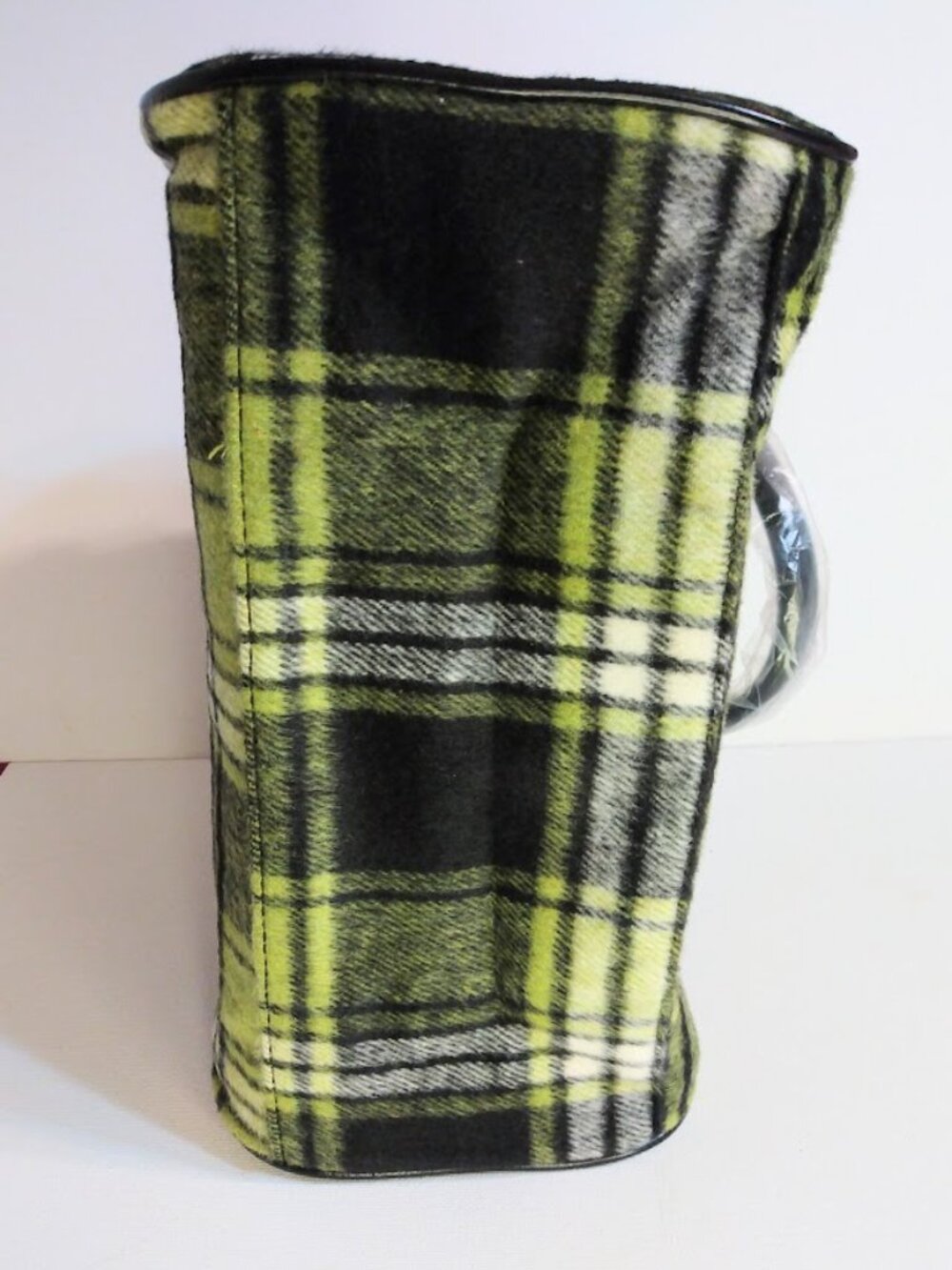 SACHI Insulated Lunch Tote Bag Purse Plaid Green Black Flannel Top Handles NEW - Picture 6 of 9